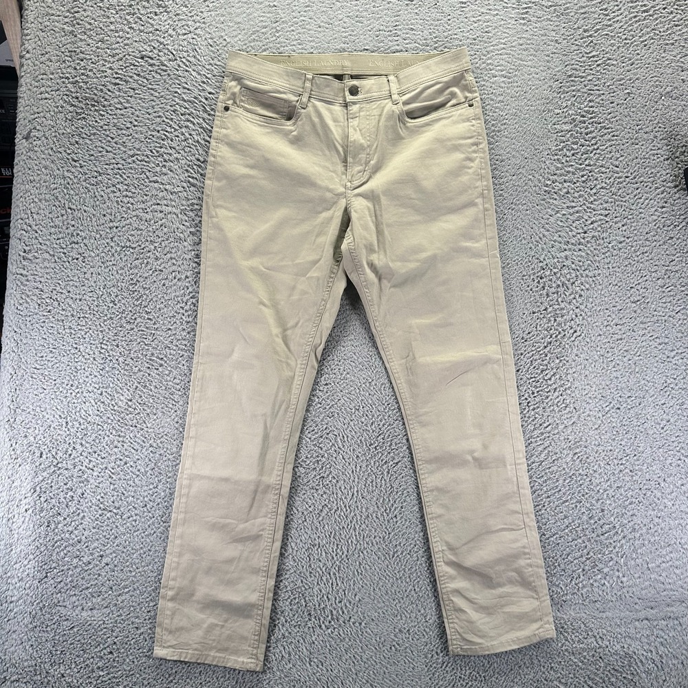 English Laundry Pant Men 32x32 Beige Cotton Chino Straight Preppy Career Stretch